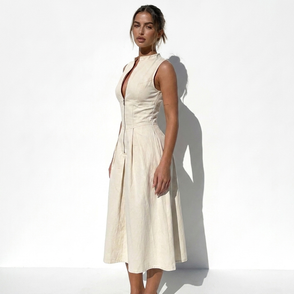 Céleste — Teal Cutout Halter Dress, side view