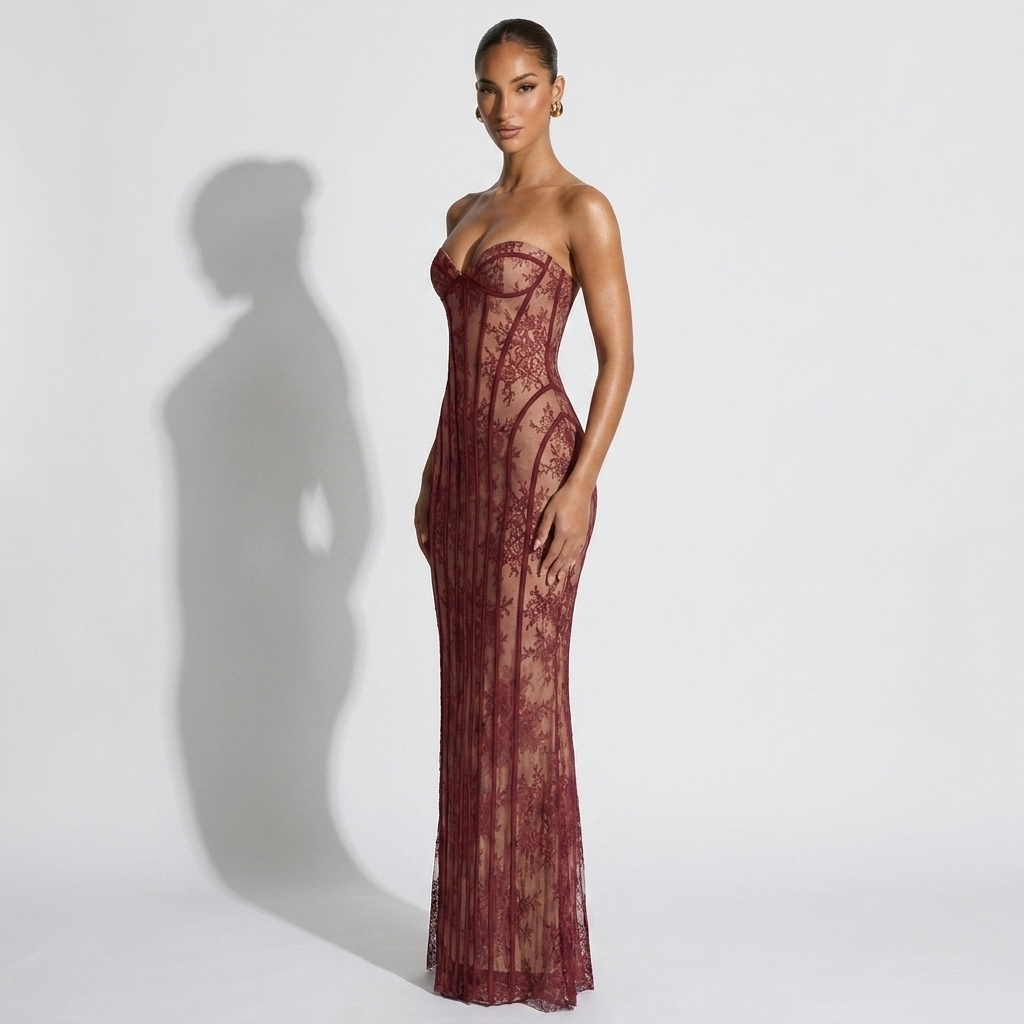 Doralice — Rose Gold Sequin Gown, side view