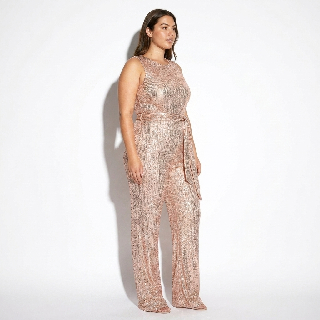 Rosette — Pink Ombré Sequin Sheath Dress, side view