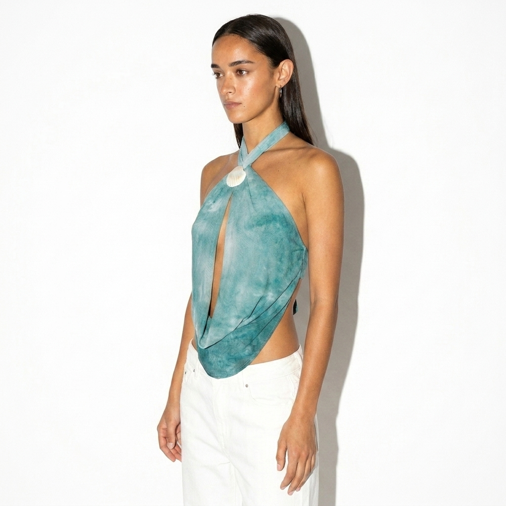 Clémentine — Orange Lace Balloon-Sleeve Dress, side view