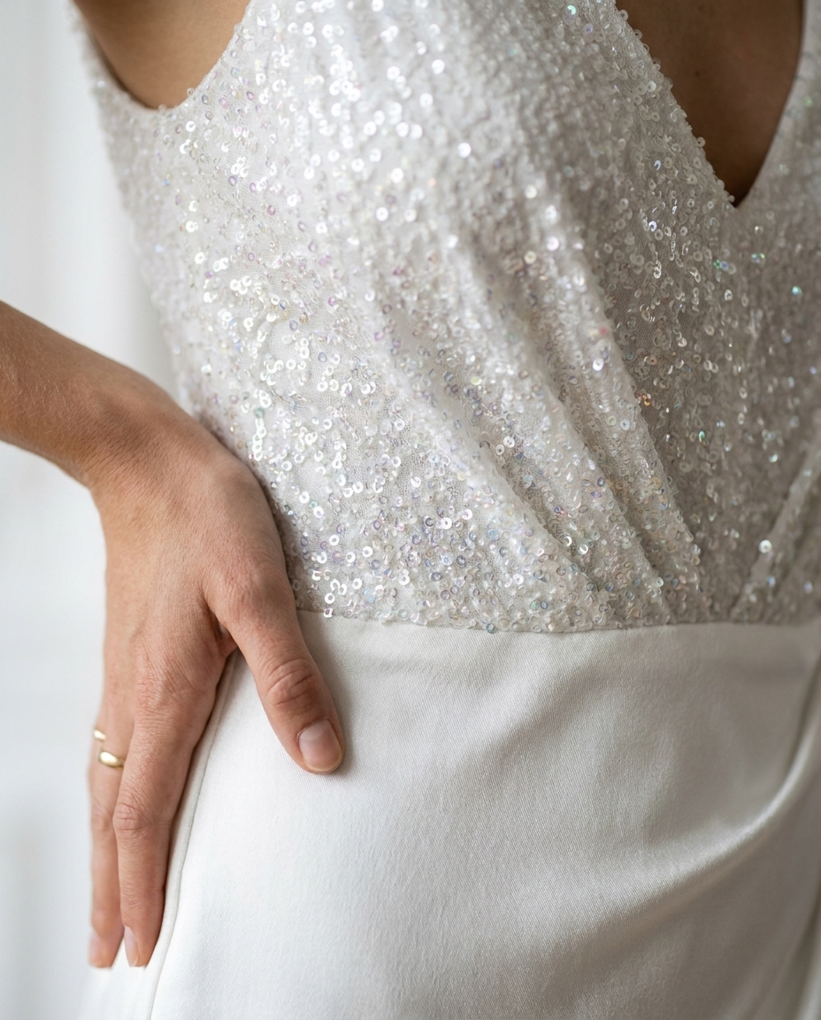 Lorette — Black Sequin Mini Dress, detail