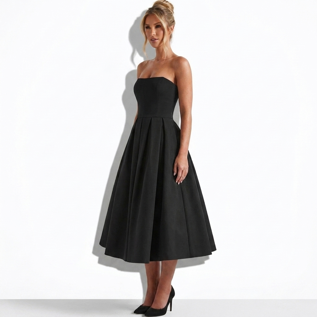 Perrine-Louise — Black Off-Shoulder Ruffle Mini Dress, side view