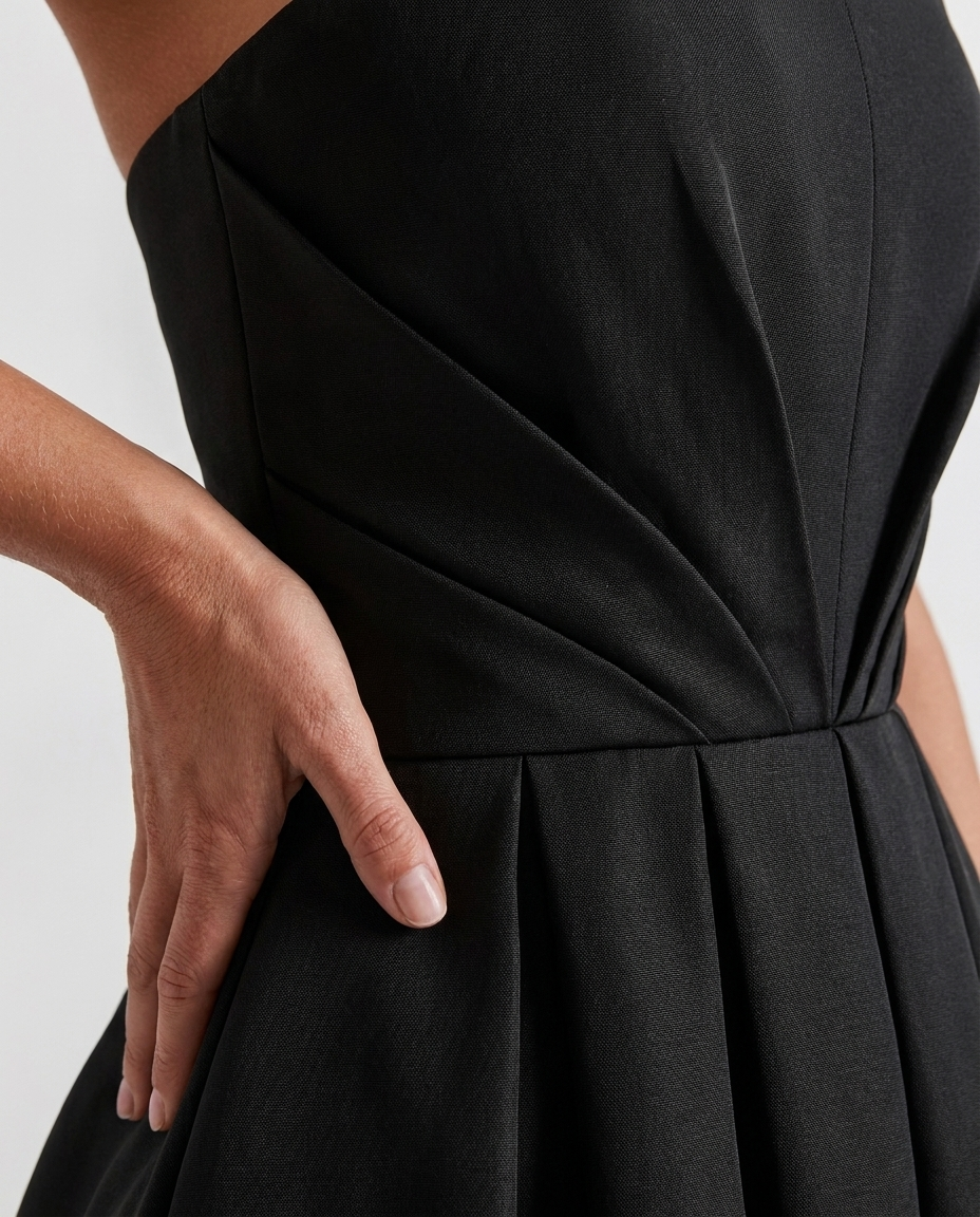 Perrine-Louise — Black Off-Shoulder Ruffle Mini Dress, detail