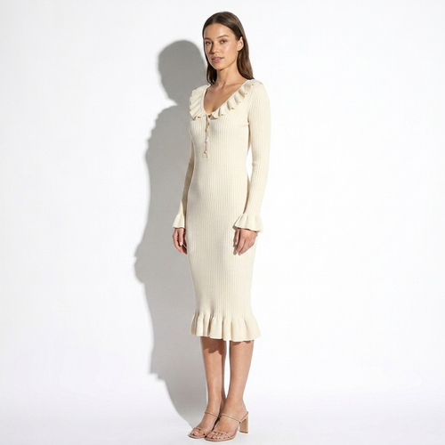 Aurélienne — Gold Sequin Plunge Gown, side view